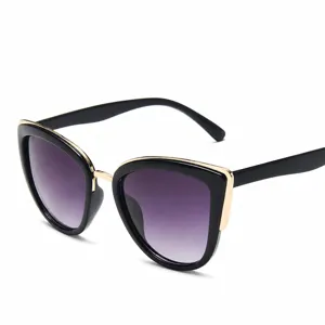 Mujer moda gafas de sol ojo de gato montura plastico lentes degradadas estilo chic