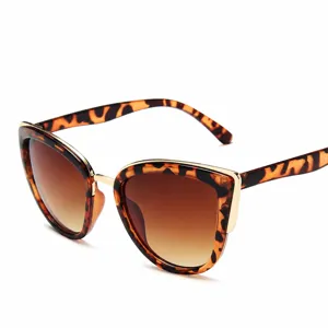 Gafas de sol de ojo de gato de moda para mujer montura de plástico estampado leopardo