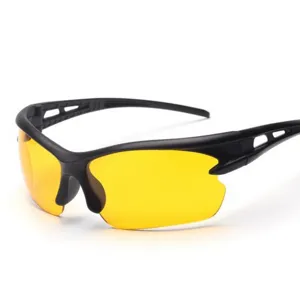 Occhiali da sole sportivi per ciclismo con lenti gialle antiriflesso per guida notturna.