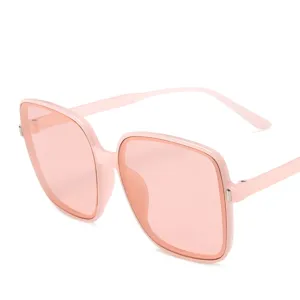 Gafas de sol cuadradas de color rosa transparente para mujer, estilo coreano con protección UV.