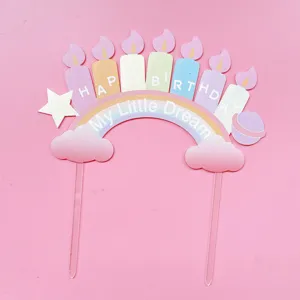 Regenboog wolk verjaardag taart topper pastel eenhoorn feest taart decoratie