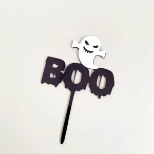 Adorno de pastel de Halloween de acrílico fantasma BOO decoración de fiesta 1pc