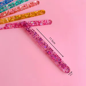 Acrylic glitter popsicle sticks detail view, colorful jelly craft sticks for DIY cake