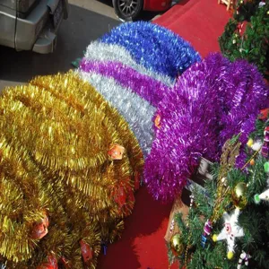 Christmas tinsel garland 2m metallic streamers tree hanging party holiday decoration props