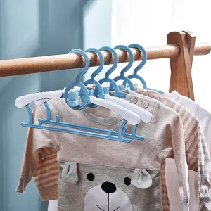 Plastic baby clothes hangers adjustable kids coat rack blue newborn infant garment organizer.