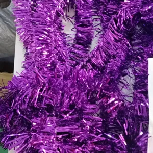 Purple Christmas tinsel garland 2M party wedding holiday hanging decoration shimmer strip
