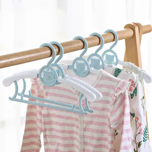 Baby clothes hangers cute bear design plastic children coat hangers adjustable infant rack