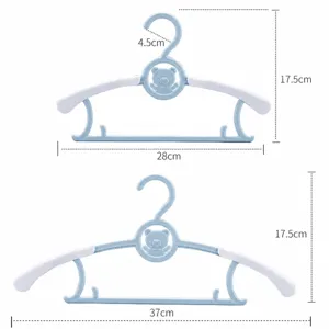 Adjustable baby clothes hanger with cute bear design, non-slip toddler clothes drying rack.