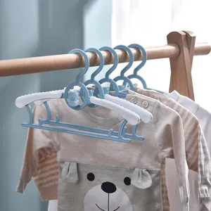 Multi-functional baby clothes hangers with cartoon bear design, non-slip and windproof.
