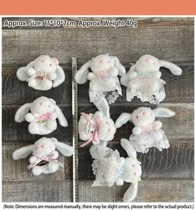 Süßer Plüsch Hase Schlüsselanhänger flauschige Kaninchen Tasche Anhänger Stofftier 11x10cm