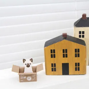 Cute cartoon cat memo pad in mini cardboard box sticky notes cute stationery desktop decor