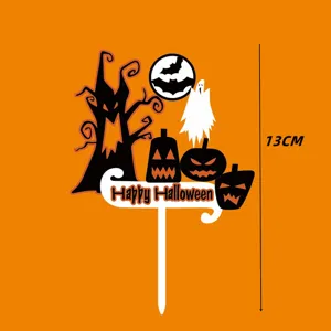 Halloween acryl taart topper eng boom geest pompoen decoratie voor feest levering