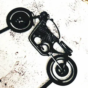 Garniture de gâteau de moto en acrylique noir pour fête d'anniversaire décoration.