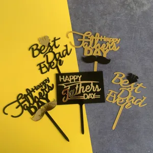 Acrylic Father's Day cake toppers set Best Dad Ever cake decorations party supplies.