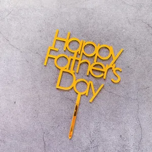 Gold acrylic Happy Father's Day cake topper for dad party dessert celebration decor