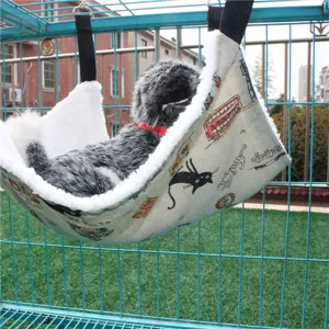 Pet cat hammock hanging bed for cage soft plush cozy sleeping mat kitten supplies