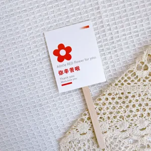 Mother's Day cake decoration card detail, cute red flower pattern with wooden stick.