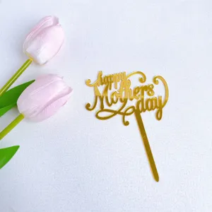 Gold acrylic Happy Mother's Day cake topper for mom party cake decoration dessert supplies