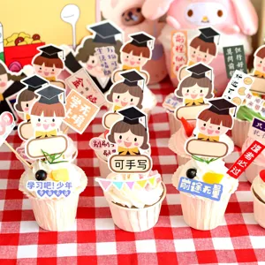 Set de adornos para tarta de graduación, lindos insertos de cupcakes para fiesta