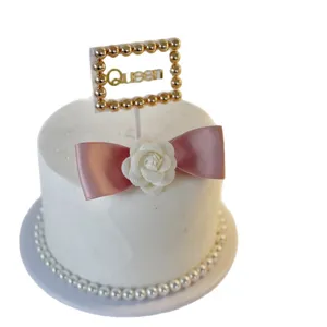 Mother's day cake topper queen bow camellia pearl decoration for party dessert decor