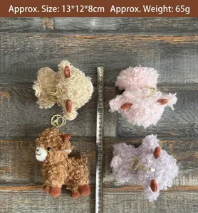 Fluschiges lockiges Schaf Plüsch Schlüsselanhänger, süße Stofftier Tasche Charm für Zubehör.