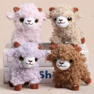 Süßes lockiges Schaf Plüschtier Schlüsselanhänger Rucksack-Charm Set, weiche Stofftier Puppe.