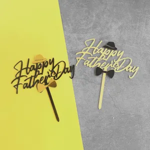 Topper per torta in acrilico per la Festa del Papà con cappello e papillon per dolci.