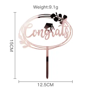 Roségold Acryl Abschluss Tortenaufleger Congrats Party Dekoration für Kuchen 15cm