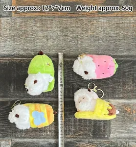 Cute plush sleeping sheep keychain set, soft stuffed animal bag pendant, cartoon toy gifts.