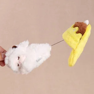 Adorably cute pull-out slipper sleeping sheep plush pendant bag charm toy accessory.