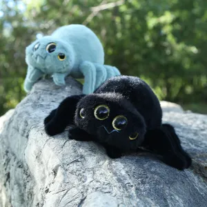 Cute four-eyed spider plush toy soft crawling doll funny stuffed animal gift for kids and home decor