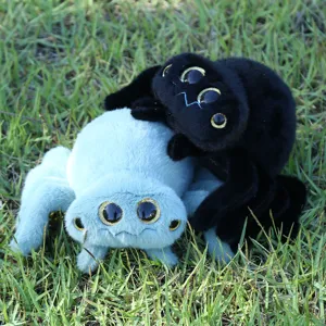 Cute four-eye spider plush toy black and blue soft stuffed animal doll for gifts