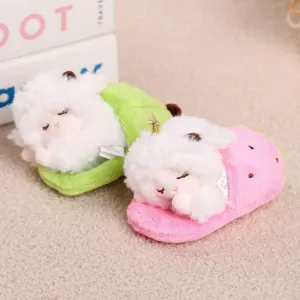 Cute Cartoon Sleeping Sheep Plush Toy Bag Pendant Creative Fruit Slipper Keychain Accessory