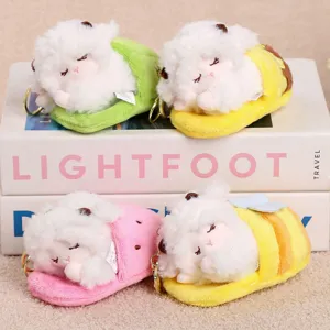 Cute sleeping sheep plush keychain soft animal doll bag pendant creative cartoon gift toy