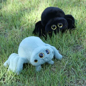 Cute plush spider toy with big shiny eyes, soft stuffed animal doll for kids gift.