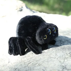Cute black spider plush toy four-eyed crawling doll soft stuffed animal bag pendant gift