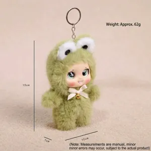Lindo llavero de muñeca de rana de peluche, colgante de animal de vinilo para bolsos.