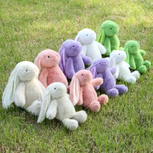 Cute plush bunny stuffed animal toy, soft rabbit doll for kids, colorful relaxing soothing toy