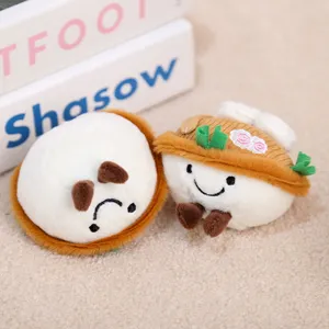 Bonito colgante de felpa tazón de ramen llavero esponjoso dije de bolsa muñeca suave
