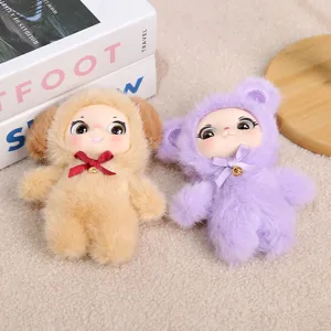 Lindo peluche vinilo muñeca llavero animal juguete bolsa encanto esponjoso muñeca colgante