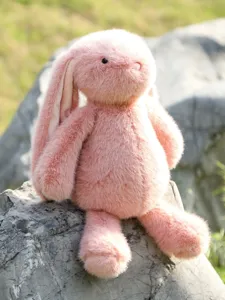 Cute pink bunny plush toy, soft stuffed rabbit doll, perfect soothing hug pillow for girls.