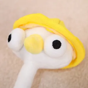 Plush toy funny long neck animal doll detail close up view soft stuffed cute yellow hat gift