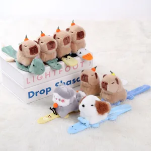 Cute capybara plush toy slap bracelet soft doll kids gift animal wristband decoration.