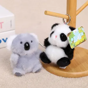 Cute panda and koala plush toy keychain, soft stuffed animal bag charm and sweet gift for kids.