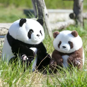 Realistischer Riesenpanda Plueschtier sitzend niedliche Stofftier Puppe Kinder Geschenk