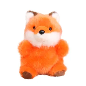 Cute orange and white fox plush doll pendant, soft stuffed animal toy for bag or gift decor.