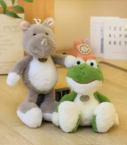 Niedliches Dschungel Plüschtier weiches Nashorn und Frosch Kuscheltier Kinder Geschenk.
