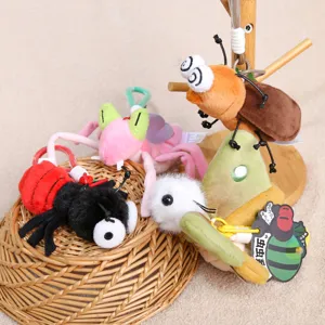 Plush insect keychain set cute cartoon bug plush toys bag charms animal pendants for kids gifts