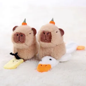 Cute capybara plush toy doll with slap bracelet design, soft stuffed animal gift for kids.