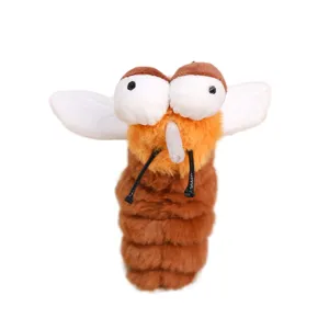 Cute plush insect toy pendant, funny big-eyed bug doll keychain, soft car bag hanging ornament.